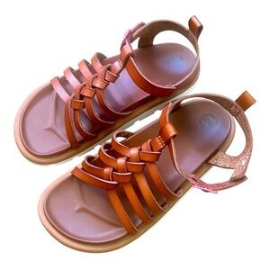 Wonder Nation casual brown gladiator sandals Girls 11 comfort soft light